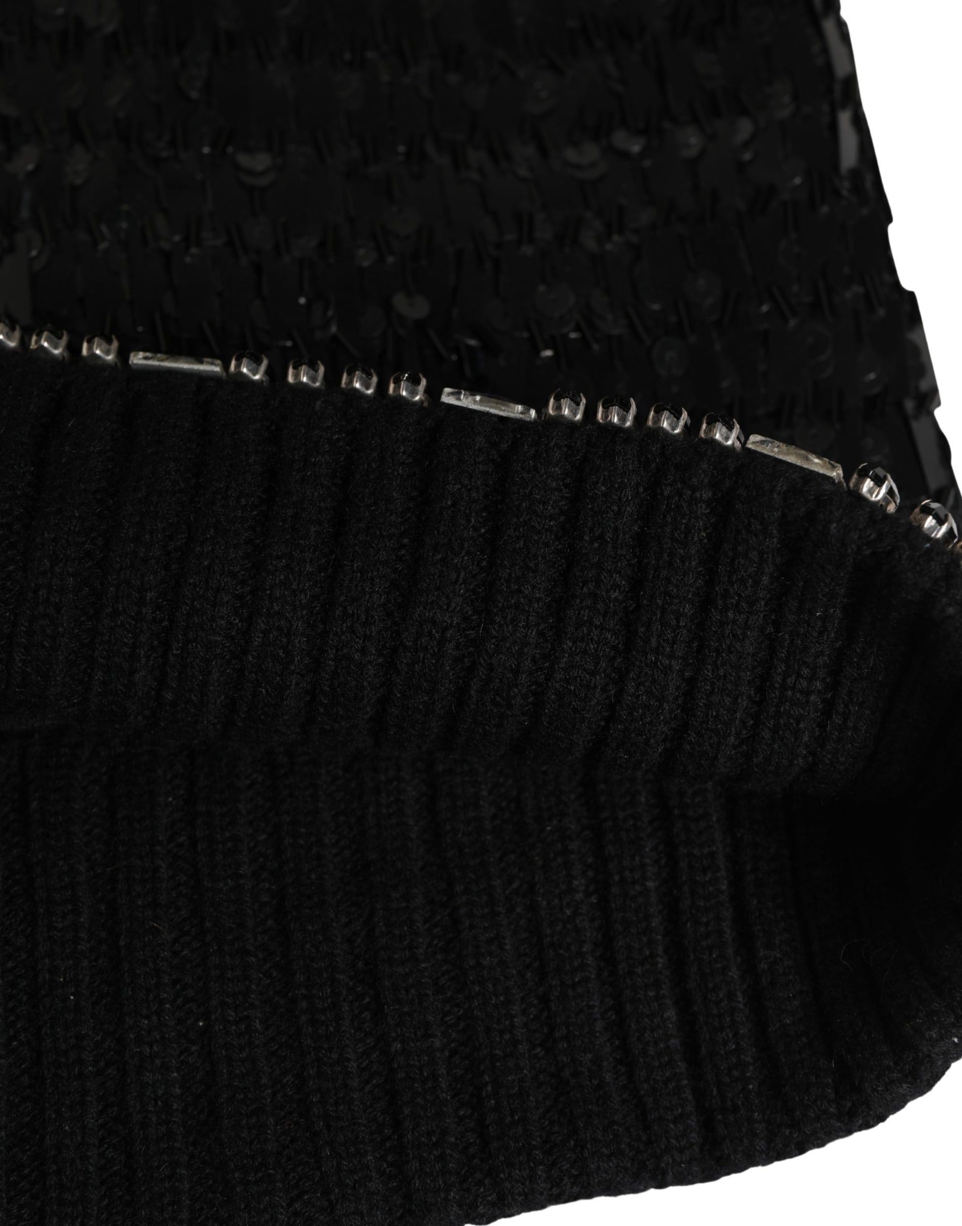 Dolce & Gabbana Black Wool Crystal Embellished Balaclava Hat Curated Luxury Accessories by Orvyn
