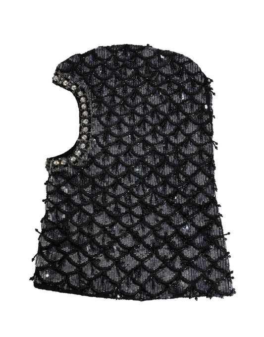 Dolce & Gabbana Black Wool Crystal Embellished Balaclava Hat Curated Luxury Accessories by Orvyn