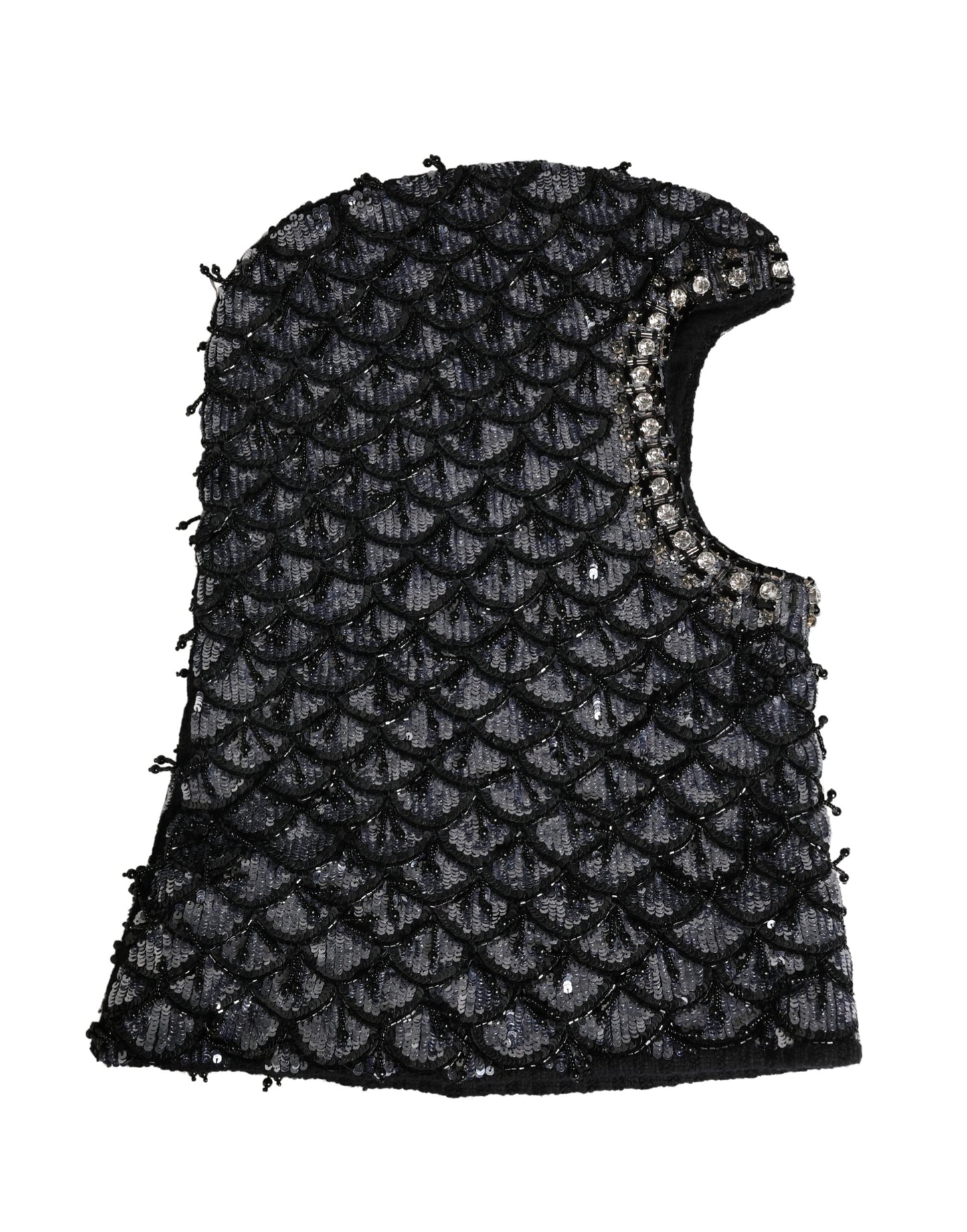 Dolce & Gabbana Black Wool Crystal Embellished Balaclava Hat Curated Luxury Accessories by Orvyn