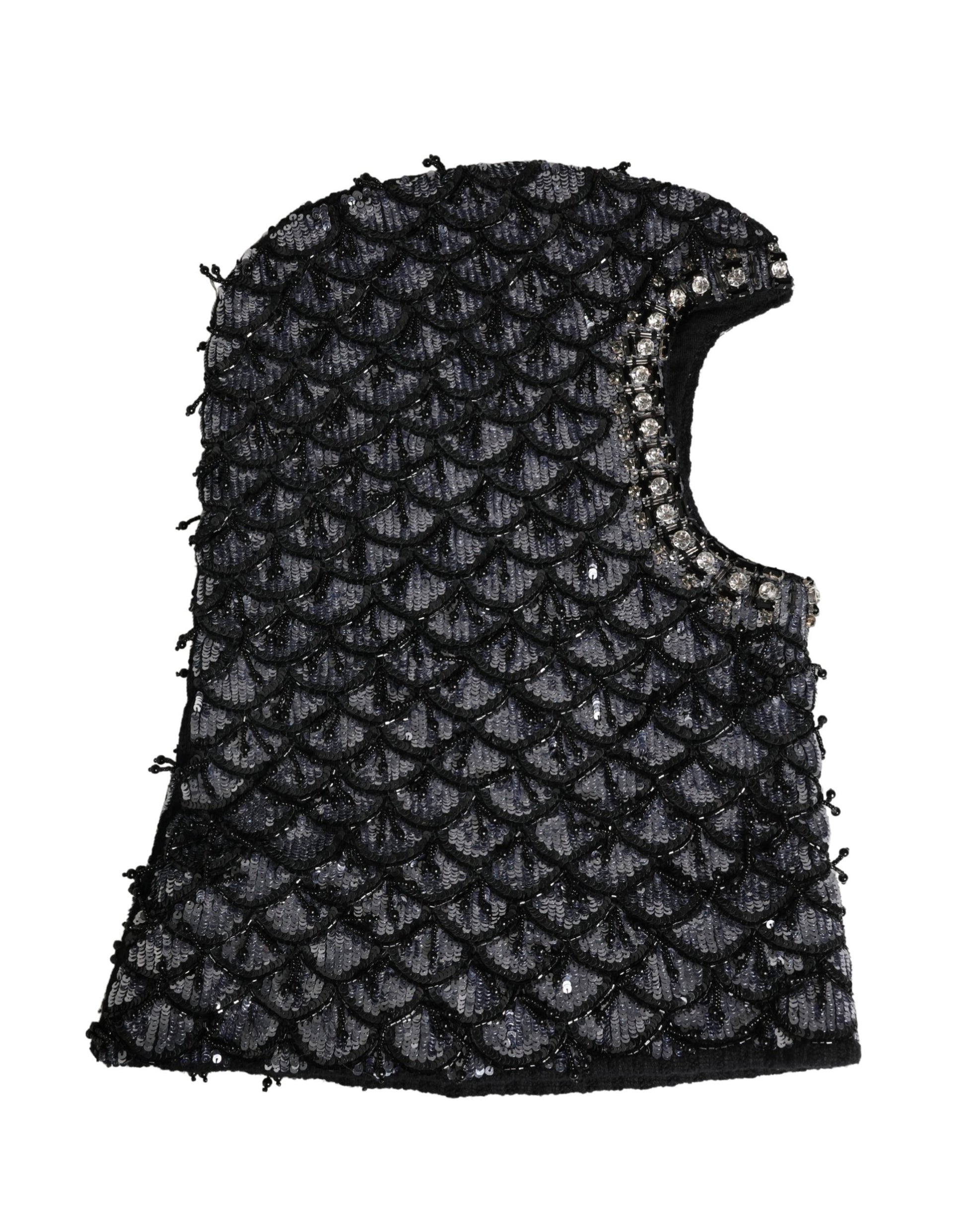 Dolce & Gabbana Black Wool Crystal Embellished Balaclava Hat Curated Luxury Accessories by Orvyn