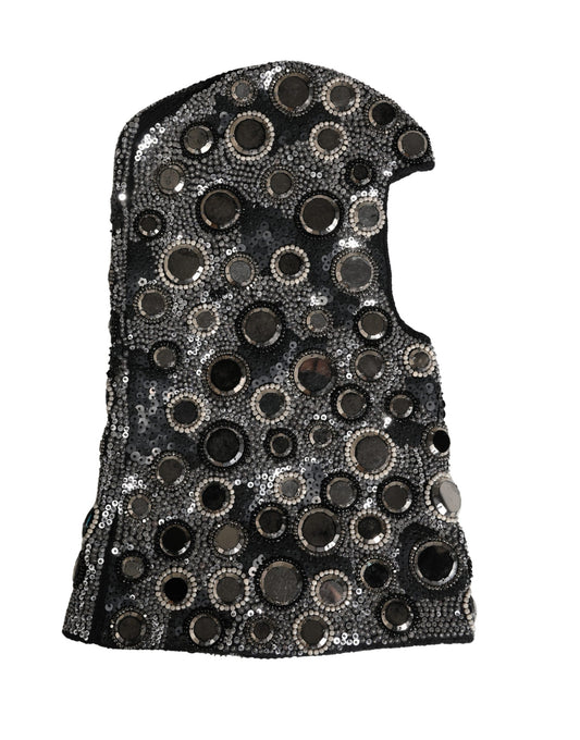 Dolce & Gabbana Black Wool Crystal Embellished Balaclava Hat Curated Luxury Accessories by Orvyn