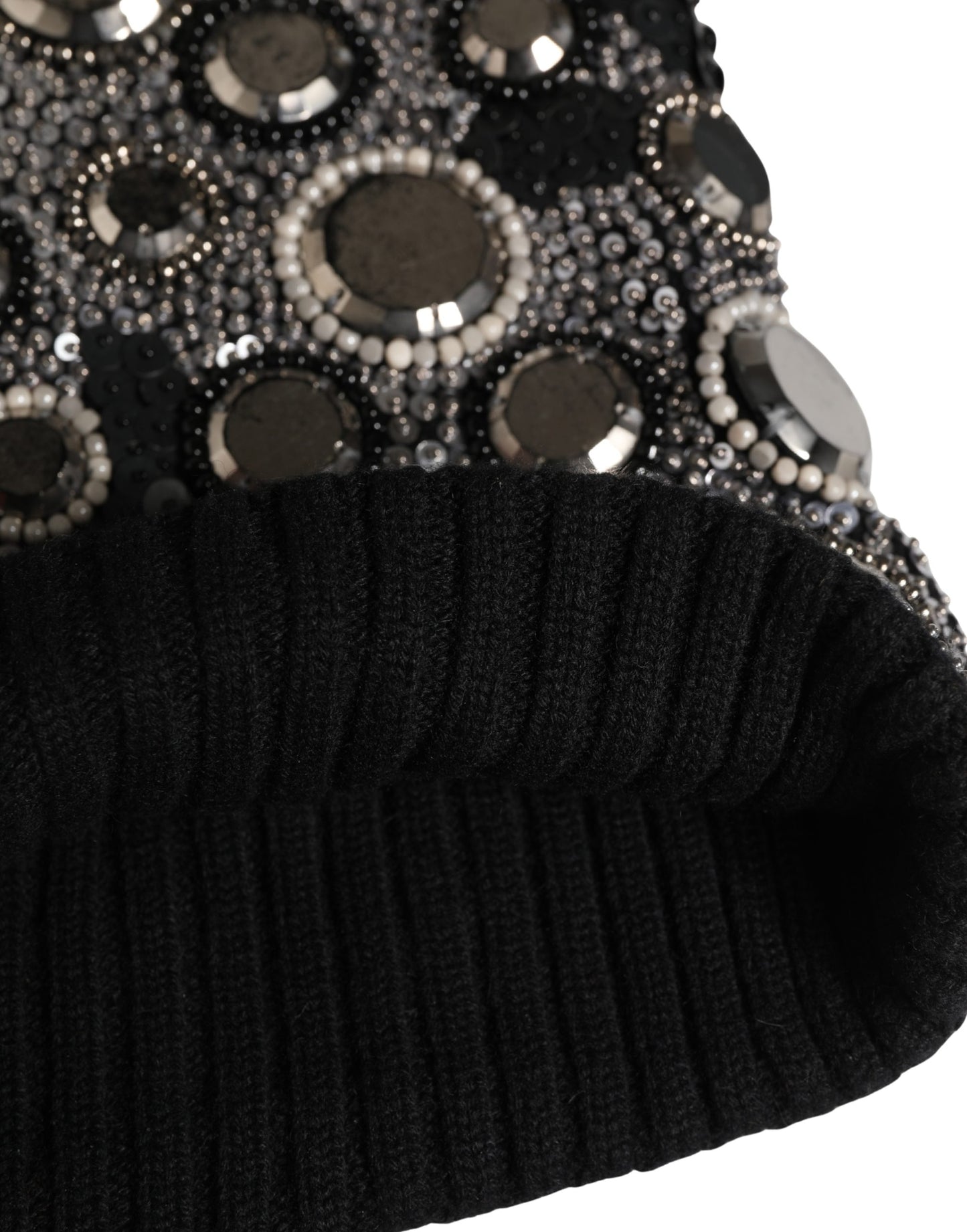 Dolce & Gabbana Black Wool Crystal Embellished Balaclava Hat Curated Luxury Accessories by Orvyn