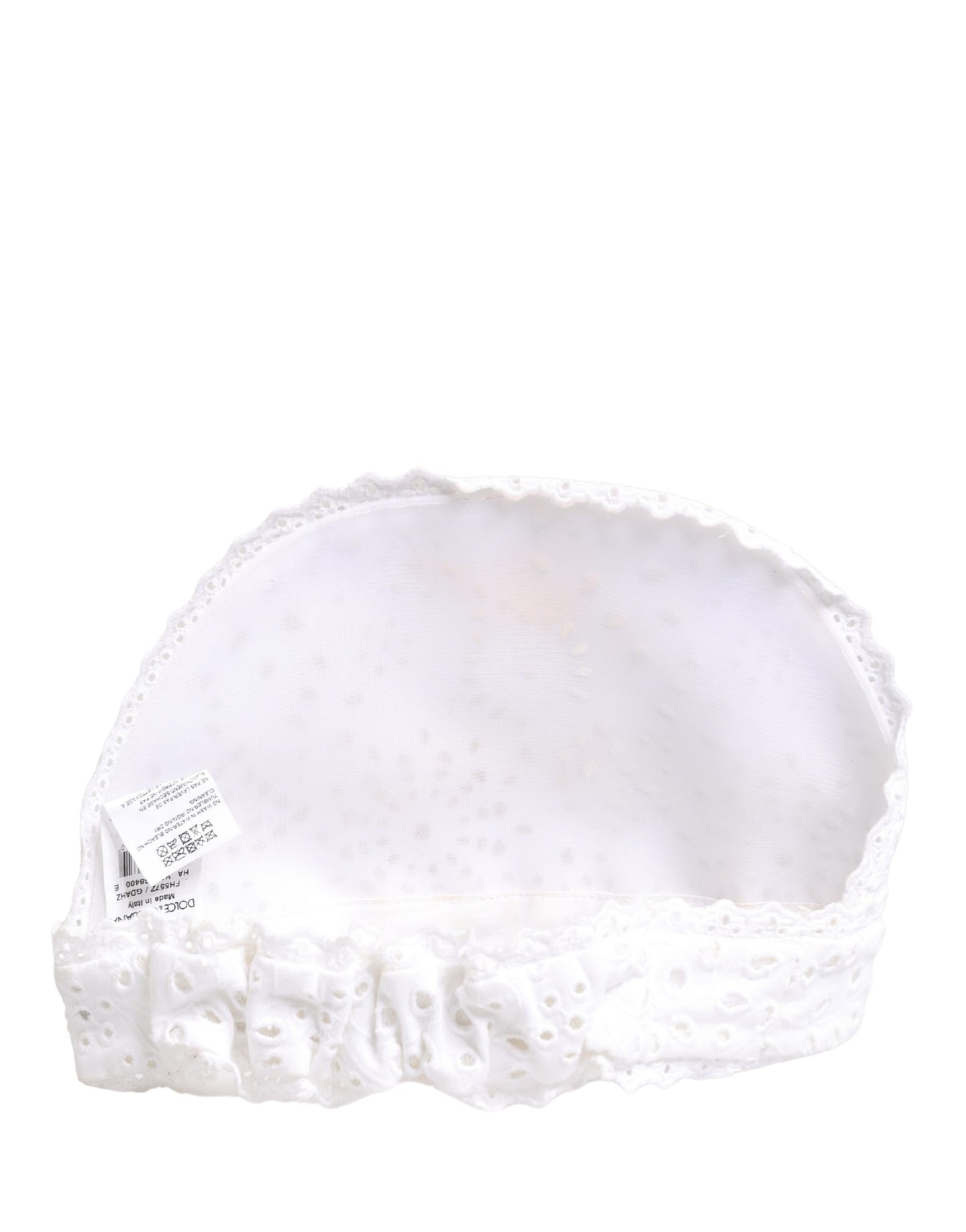 Dolce & Gabbana White Cotton Embroidered DG Crystal Headwear Hat Curated Luxury Accessories by Orvyn