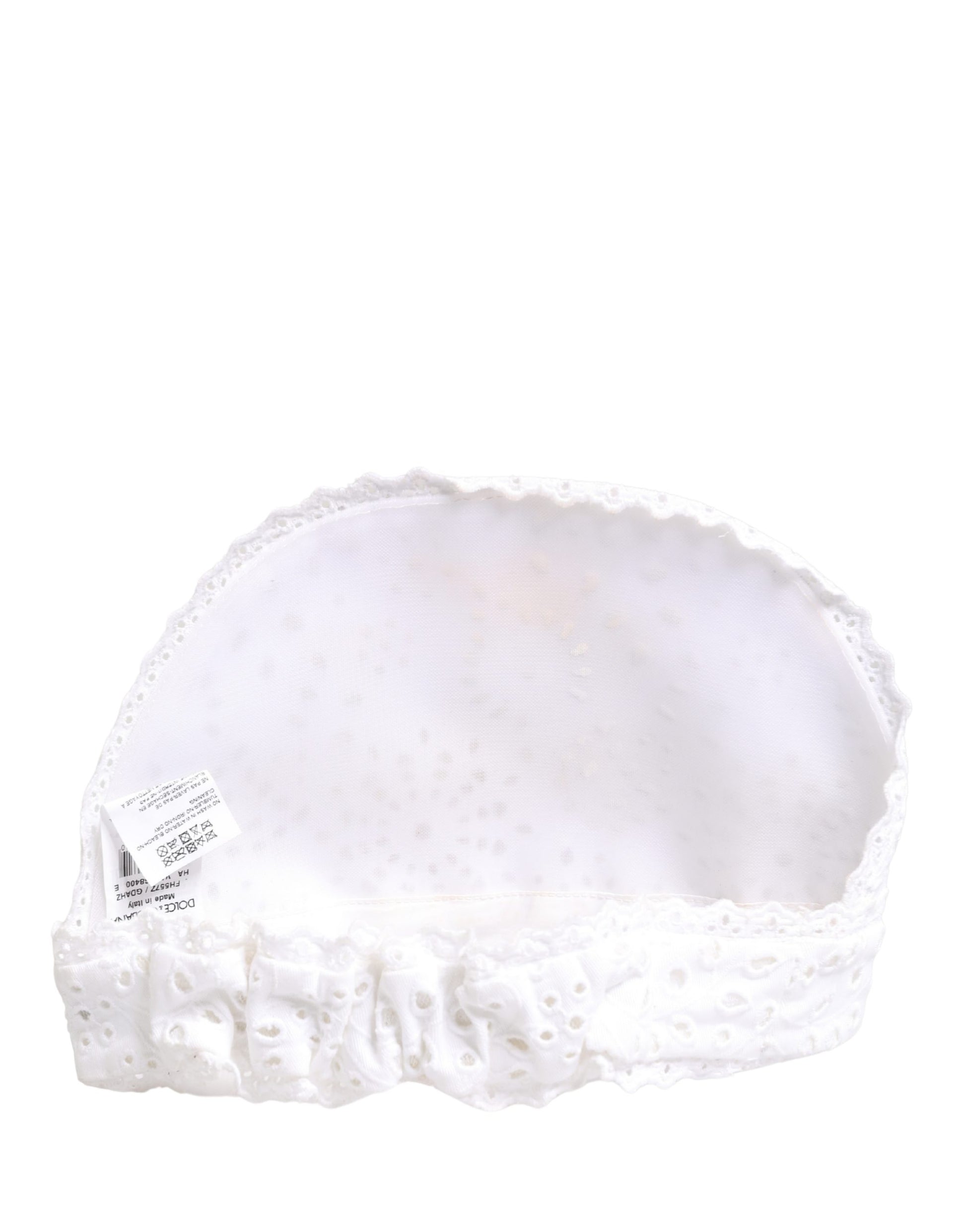 Dolce & Gabbana White Cotton Embroidered DG Crystal Headwear Hat Curated Luxury Accessories by Orvyn