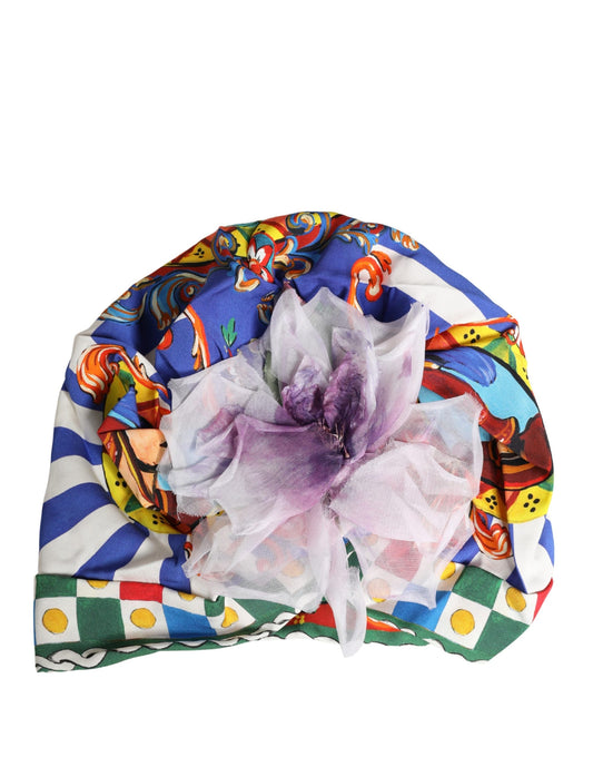 Dolce & Gabbana Multicolor Carretto Motif Turban Headwear Hat Curated Luxury Accessories by Orvyn