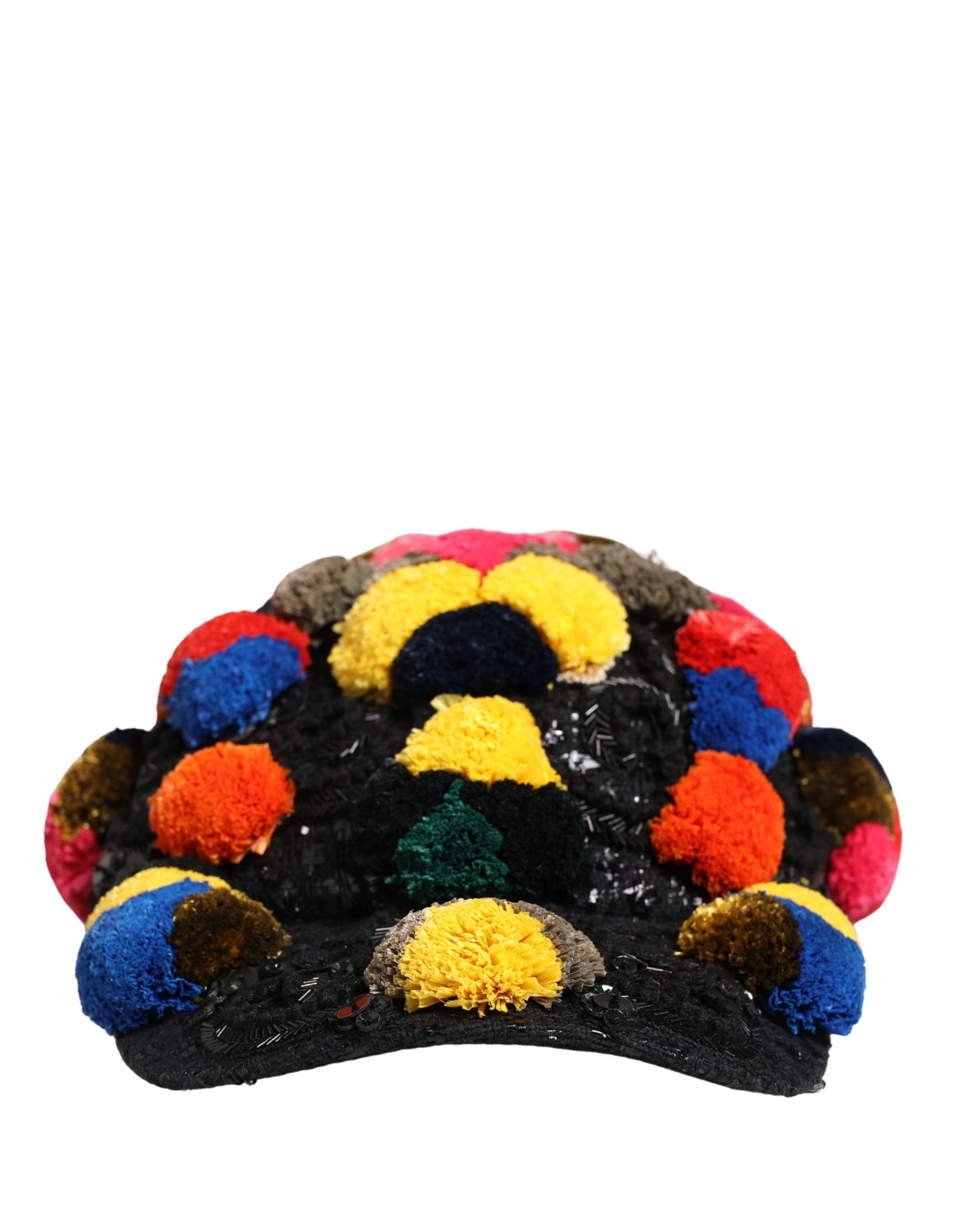 Dolce & Gabbana Multicolor Pom Poms Sequin Embellishment Hat Curated Luxury Accessories by Orvyn