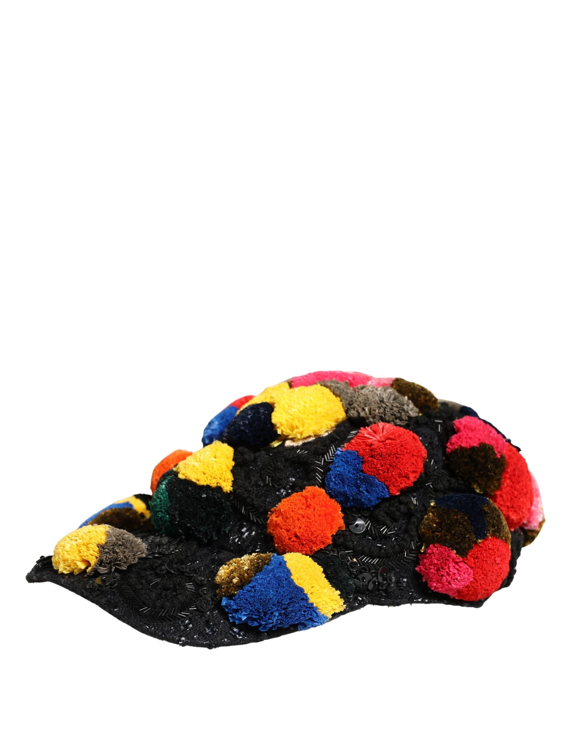 Dolce & Gabbana Multicolor Pom Poms Sequin Embellishment Hat Curated Luxury Accessories by Orvyn
