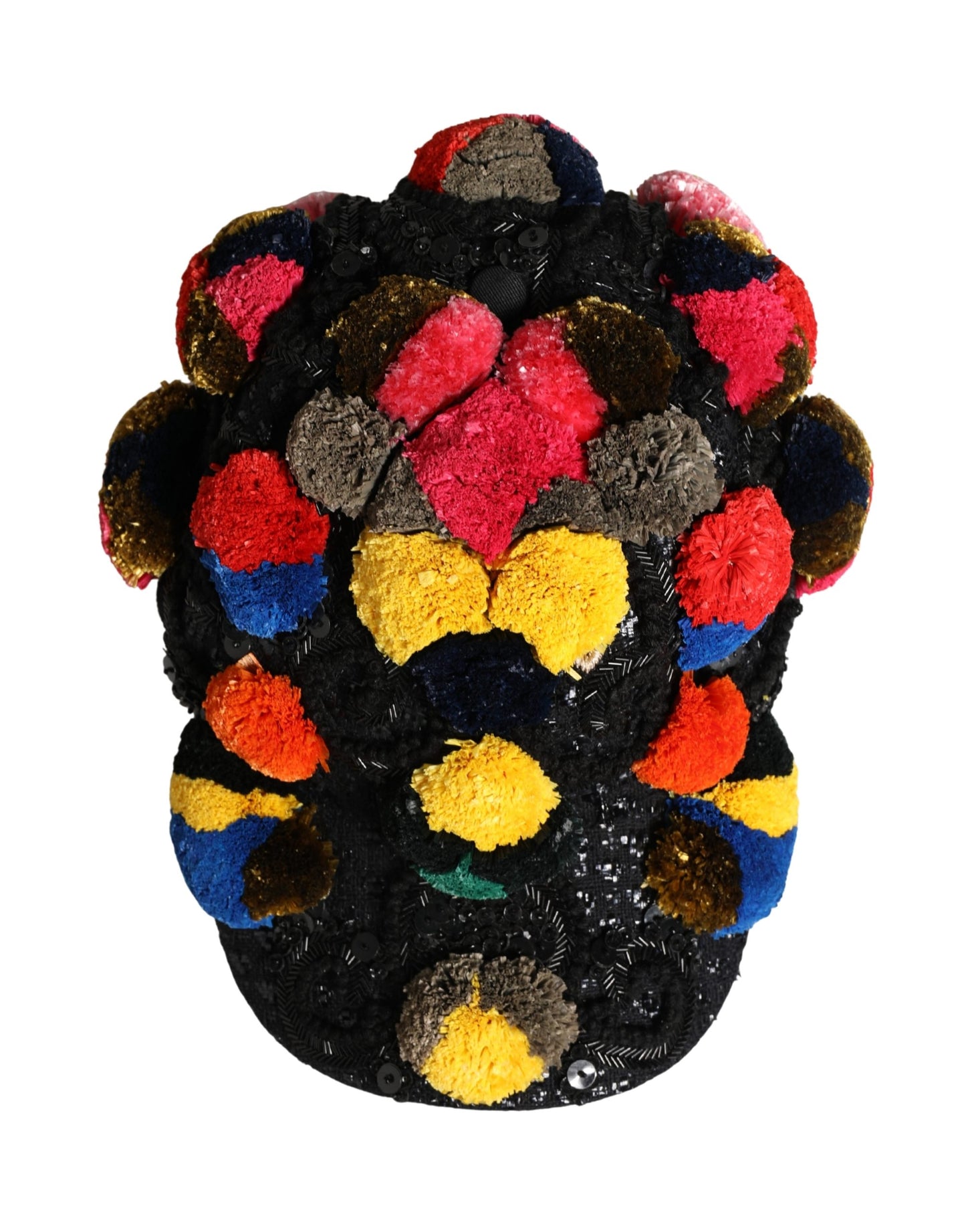 Dolce & Gabbana Multicolor Pom Poms Sequin Embellishment Hat Curated Luxury Accessories by Orvyn