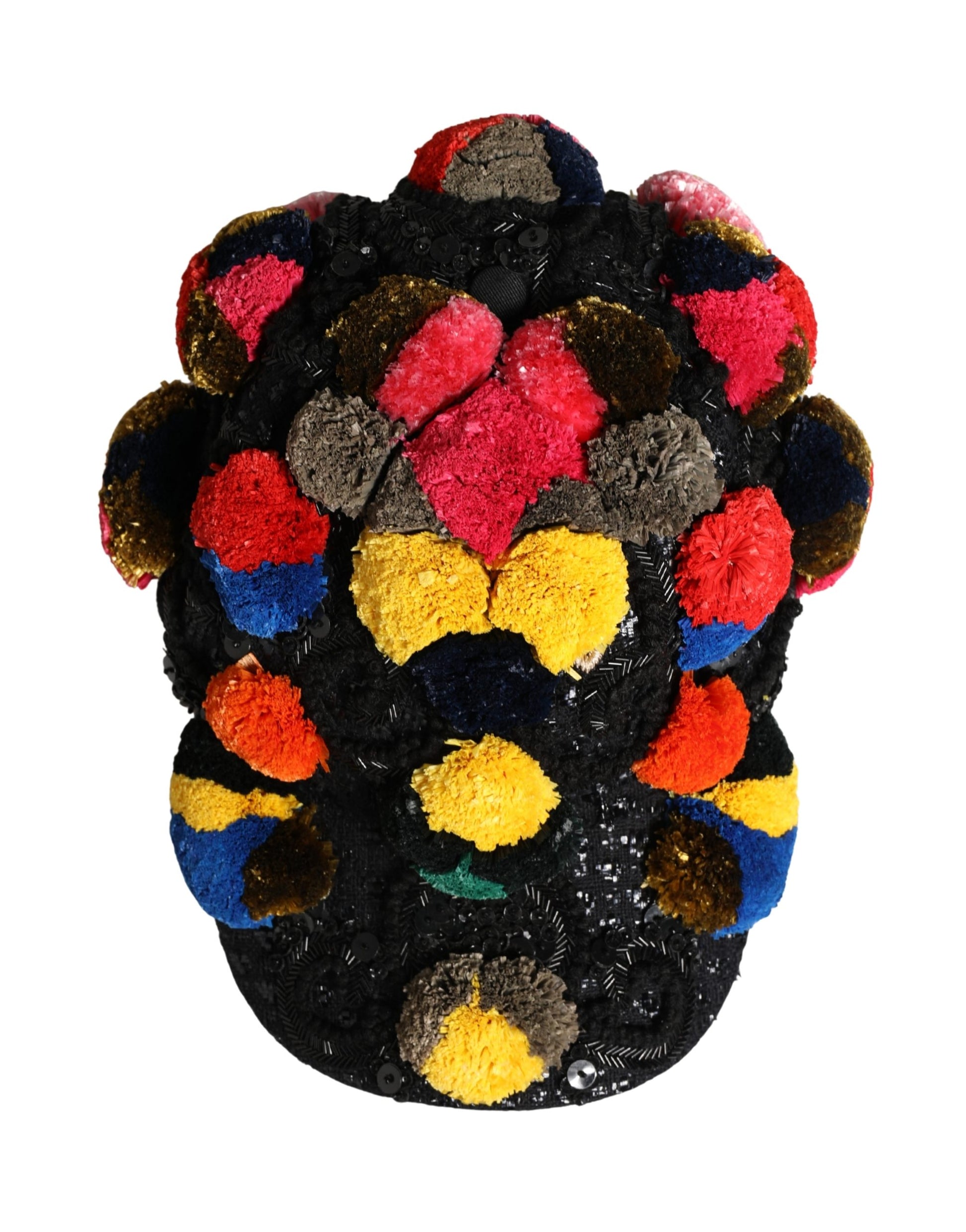 Dolce & Gabbana Multicolor Pom Poms Sequin Embellishment Hat Curated Luxury Accessories by Orvyn