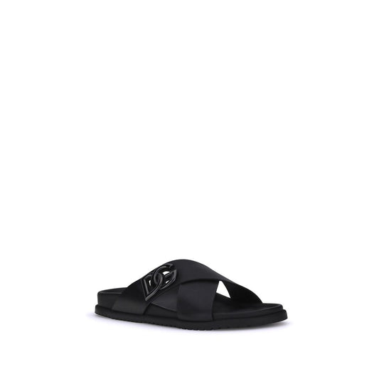 Dolce & Gabbana Black Calf Leather Bos Taurus Sandals Curated Luxury Accessories by Orvyn