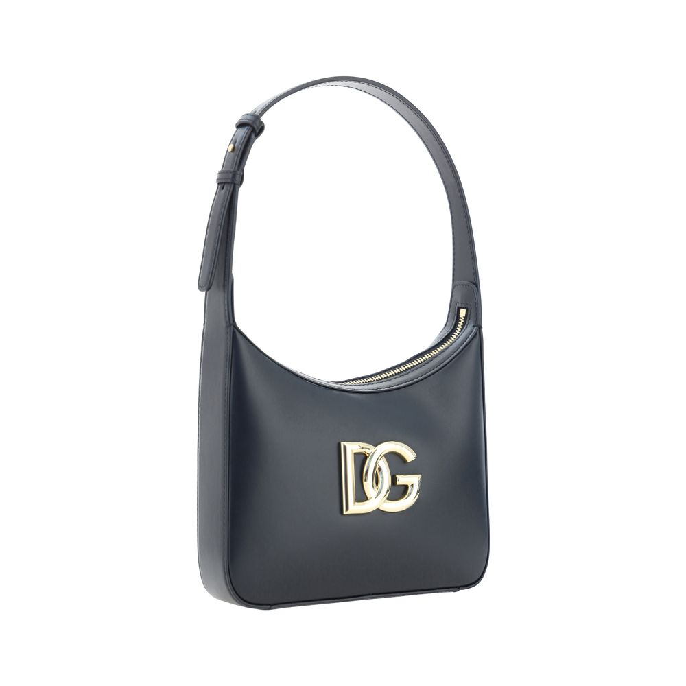 Dolce & Gabbana Black Calf Leather Bos Taurus Shoulder Bag Curated Luxury Accessories by Orvyn