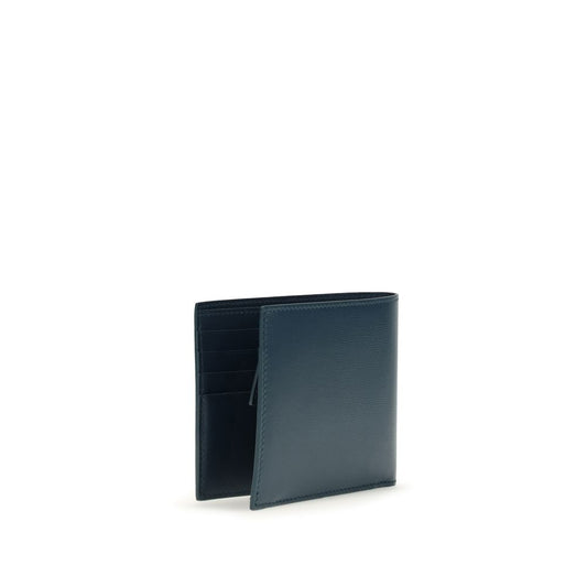 Ferragamo Blue Calf Leather Bos Taurus Wallet Curated Luxury Accessories by Orvyn