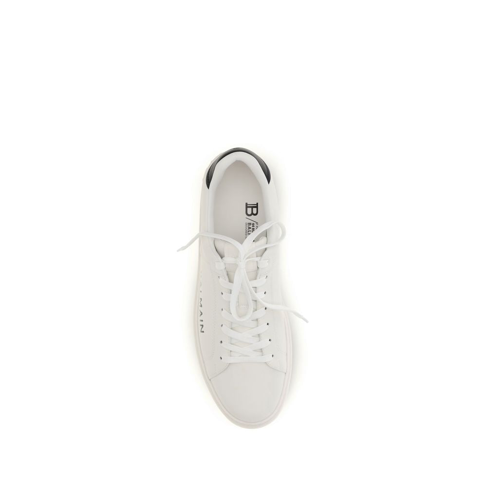 Balmain White Calf Leather Bos Taurus Low Top Sneakers Curated Luxury Accessories by Orvyn