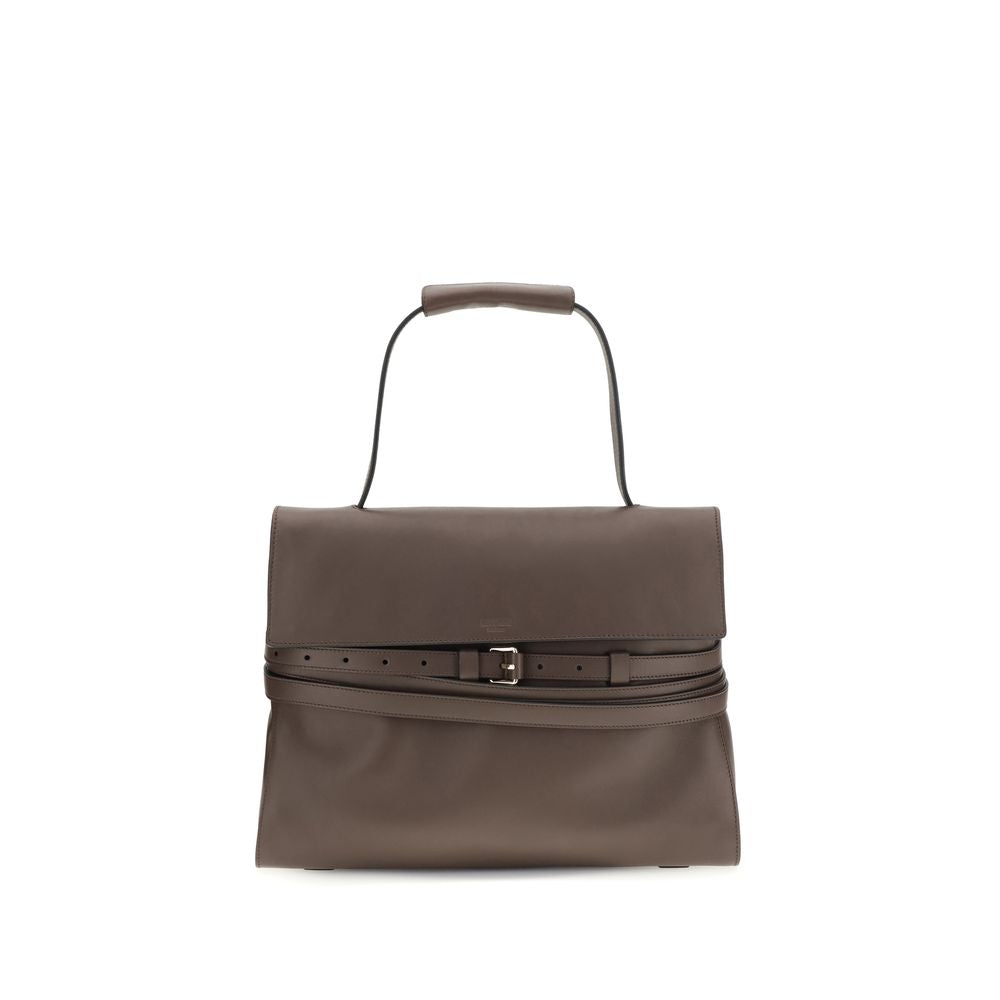Moschino Brown Calf Leather Bos Taurus Handbag Curated Luxury Accessories by Orvyn