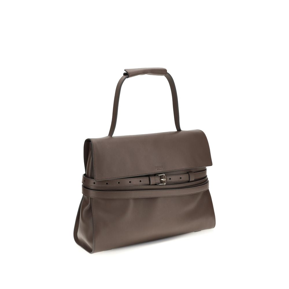 Moschino Brown Calf Leather Bos Taurus Handbag Curated Luxury Accessories by Orvyn
