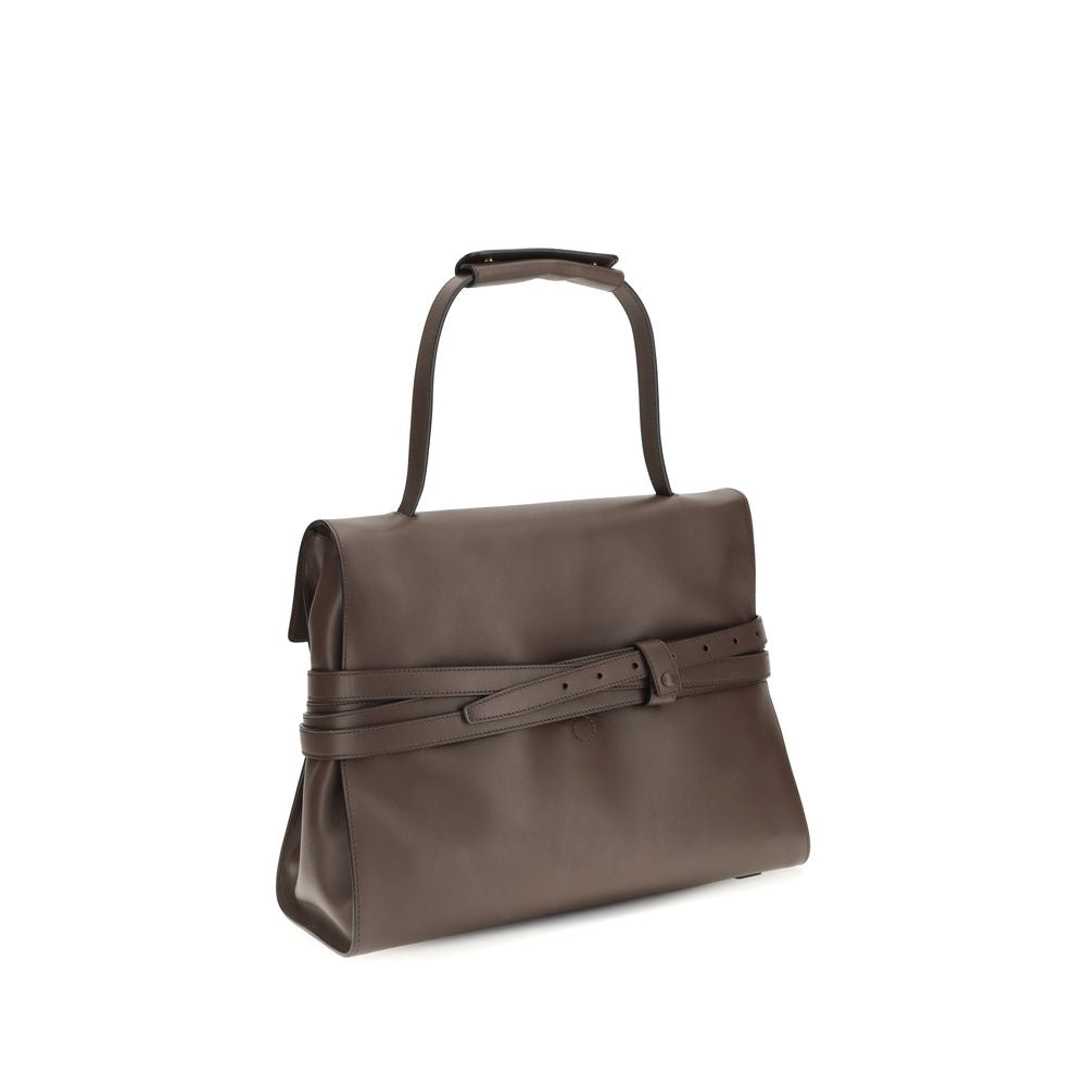 Moschino Brown Calf Leather Bos Taurus Handbag Curated Luxury Accessories by Orvyn