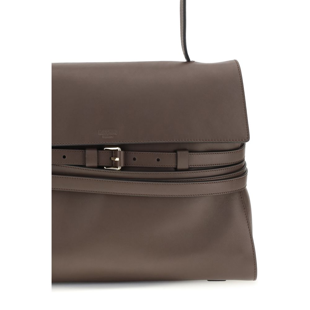 Moschino Brown Calf Leather Bos Taurus Handbag Curated Luxury Accessories by Orvyn