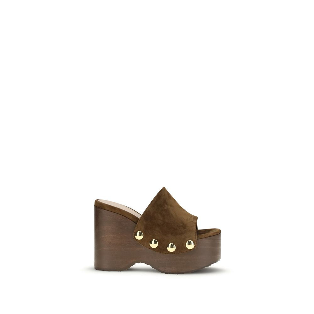 Gianvito Rossi Brown Calf Leather Bos Taurus Clogs Curated Luxury Accessories by Orvyn