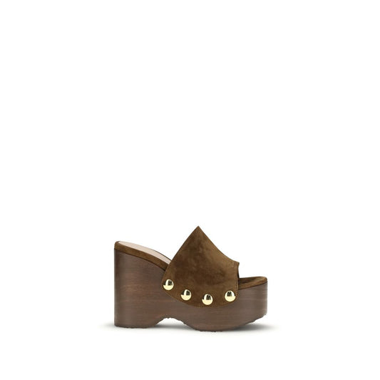 Gianvito Rossi Brown Calf Leather Bos Taurus Clogs Curated Luxury Accessories by Orvyn