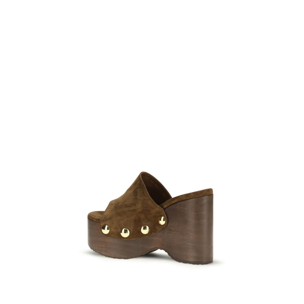 Gianvito Rossi Brown Calf Leather Bos Taurus Clogs Curated Luxury Accessories by Orvyn