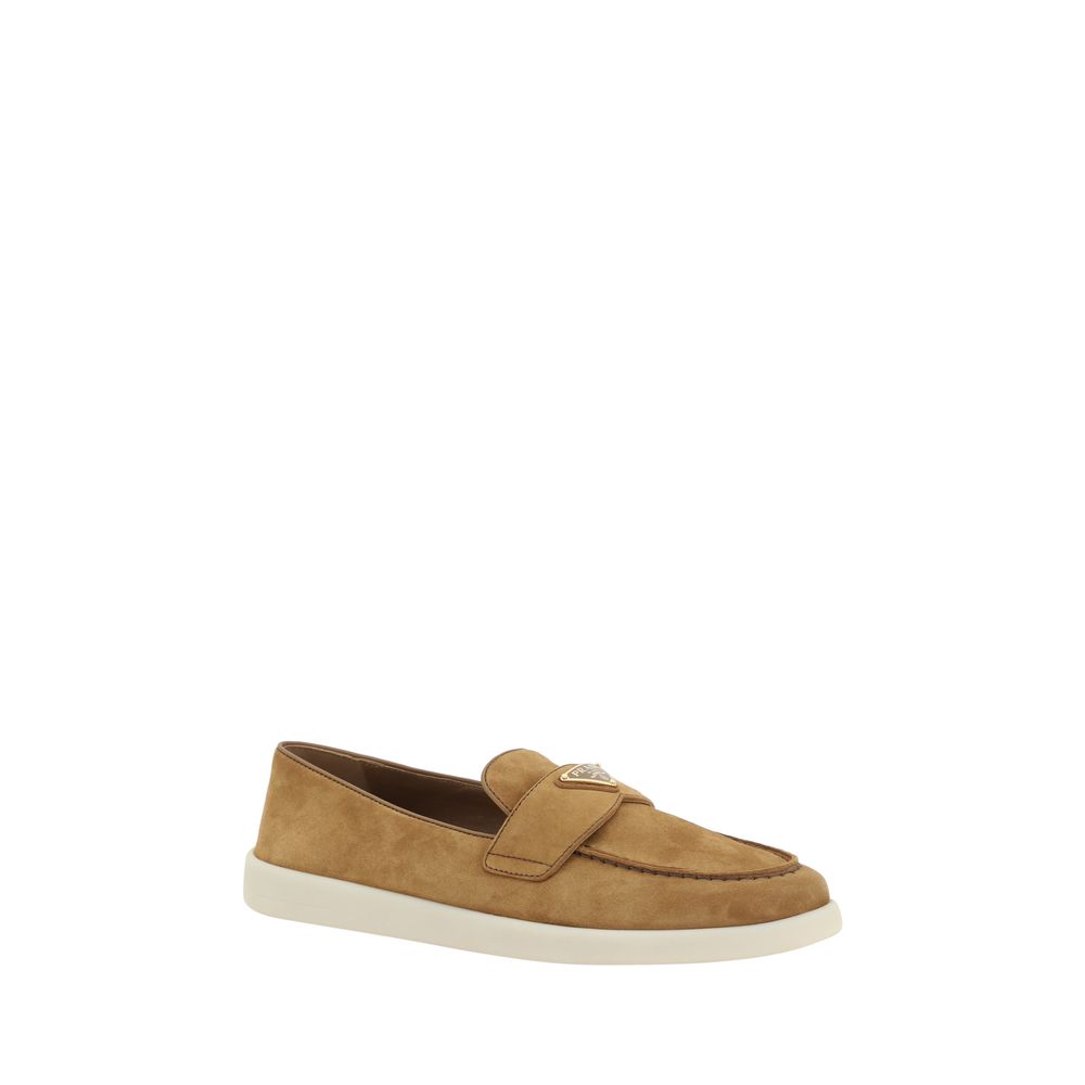 Prada Brown Calf Leather Bos Taurus Slip-On Loafers Curated Luxury Accessories by Orvyn