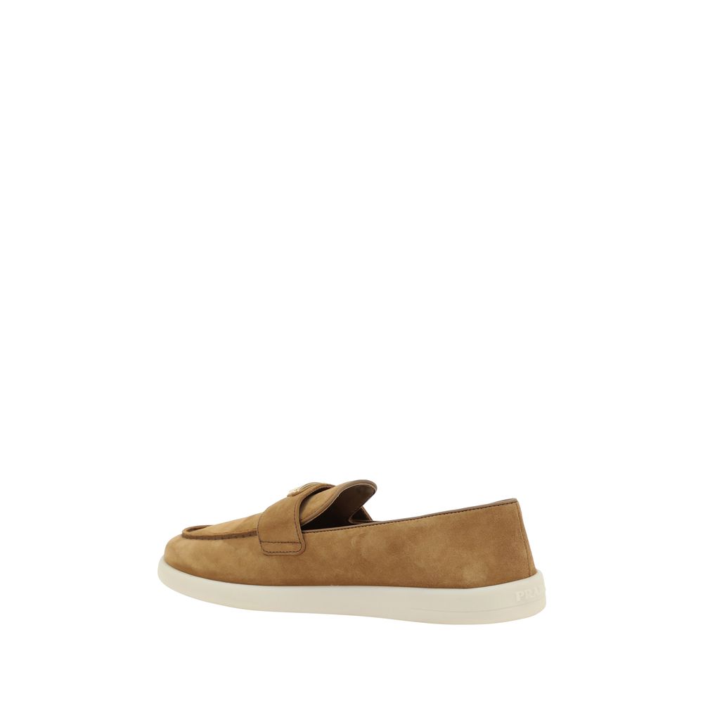 Prada Brown Calf Leather Bos Taurus Slip-On Loafers Curated Luxury Accessories by Orvyn