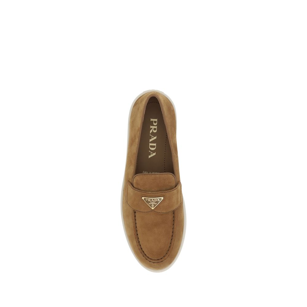 Prada Brown Calf Leather Bos Taurus Slip-On Loafers Curated Luxury Accessories by Orvyn