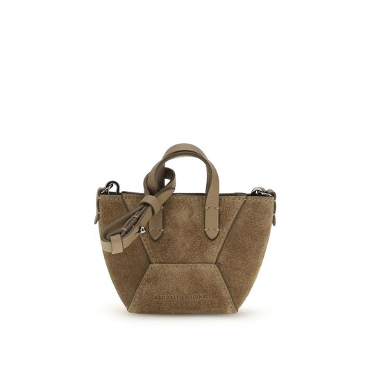 Brunello Cucinelli Brown Calf Leather Bos Taurus Shoulder Bag Curated Luxury Accessories by Orvyn