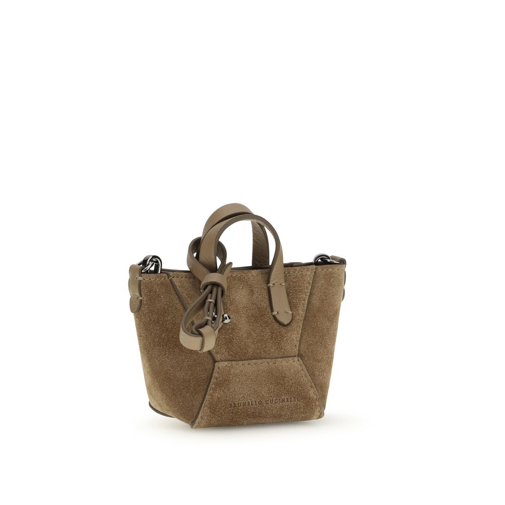 Brunello Cucinelli Brown Calf Leather Bos Taurus Shoulder Bag Curated Luxury Accessories by Orvyn