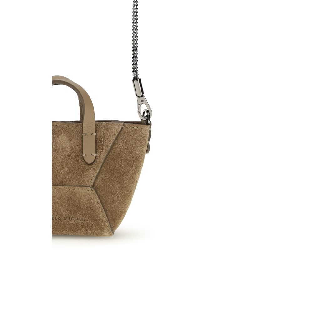 Brunello Cucinelli Brown Calf Leather Bos Taurus Shoulder Bag Curated Luxury Accessories by Orvyn