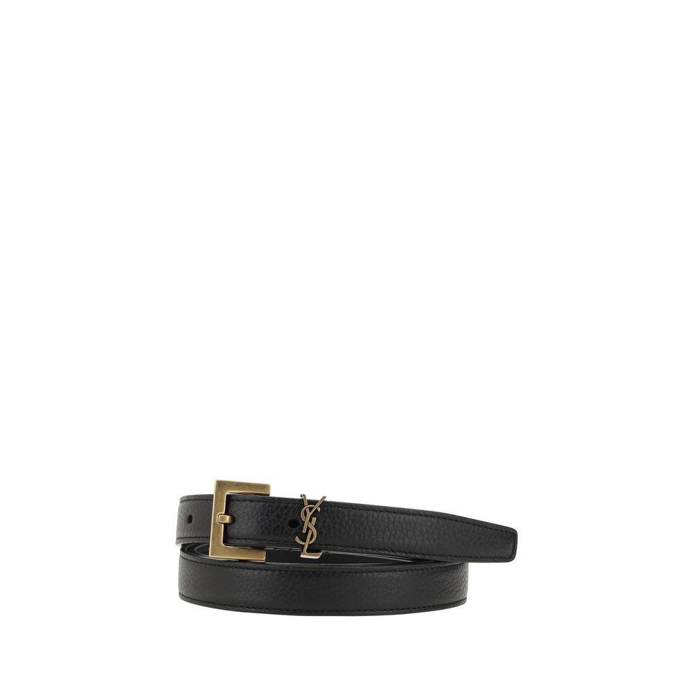 Saint Laurent Black Calf Leather Bos Taurus Regular Belt Curated Luxury Accessories by Orvyn