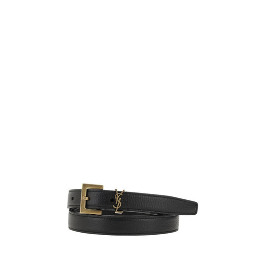 Saint Laurent Black Calf Leather Bos Taurus Regular Belt Curated Luxury Accessories by Orvyn