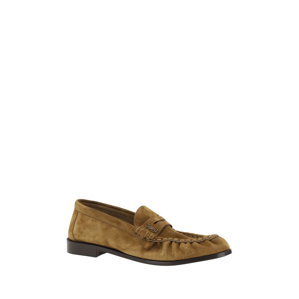 Saint Laurent Brown Calf Leather Bos Taurus Slip-On Loafers Curated Luxury Accessories by Orvyn