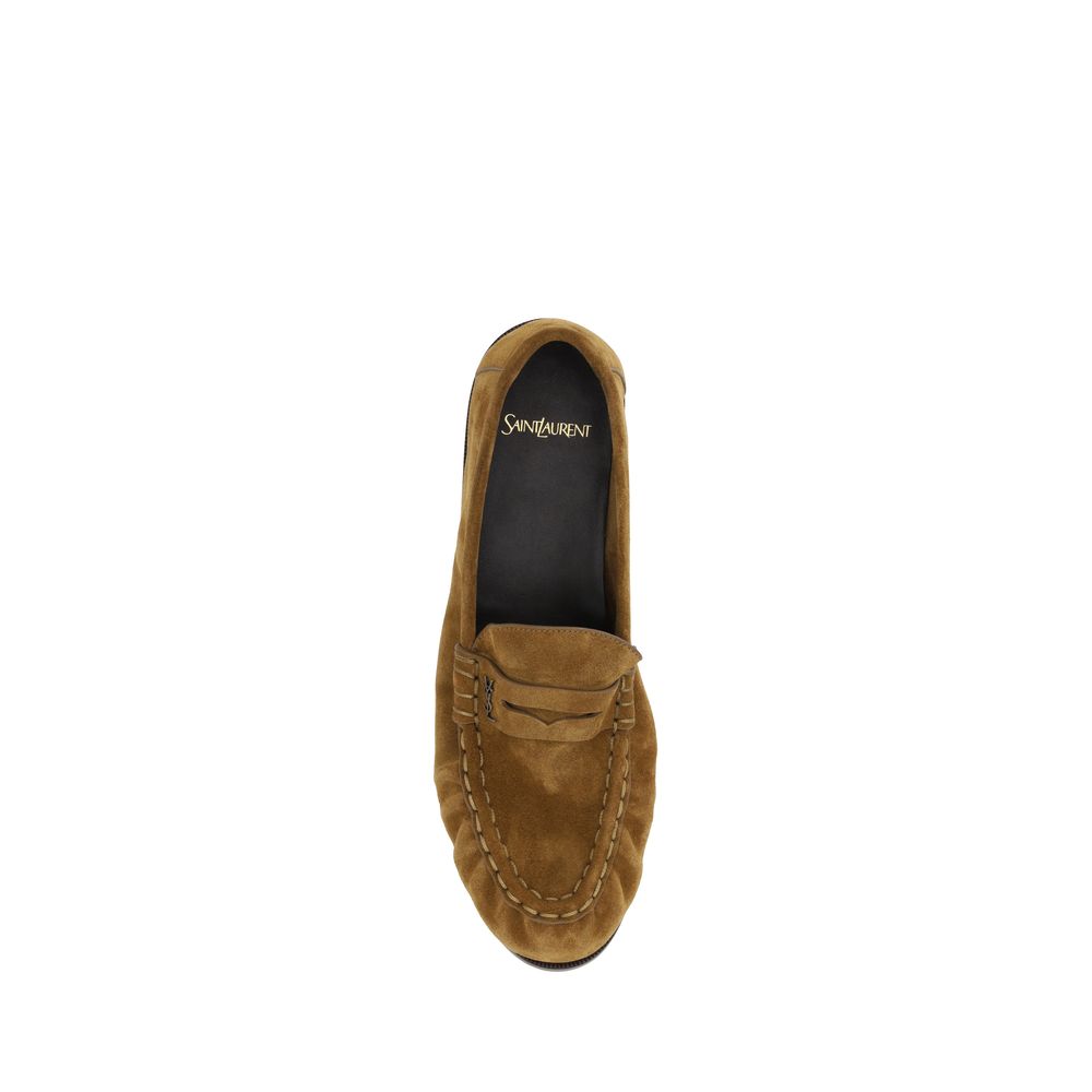 Saint Laurent Brown Calf Leather Bos Taurus Slip-On Loafers Curated Luxury Accessories by Orvyn