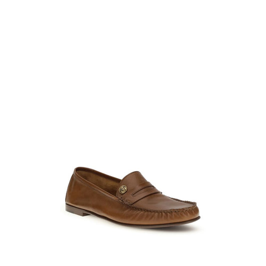 Versace Brown Calf Leather Bos Taurus Slip-On Loafers Curated Luxury Accessories by Orvyn
