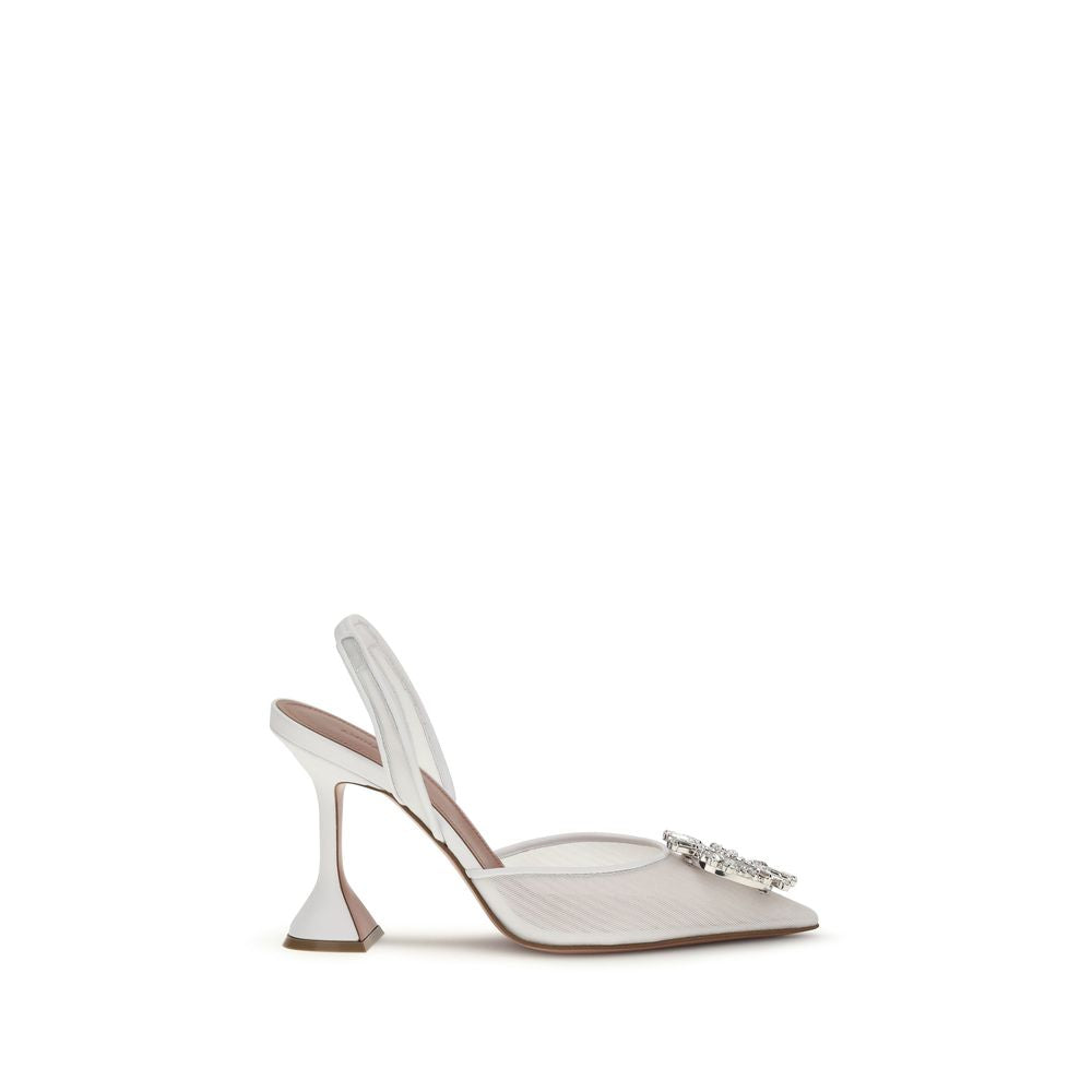 Amina Muaddi White Polyester High Heel Pumps Curated Luxury Accessories by Orvyn