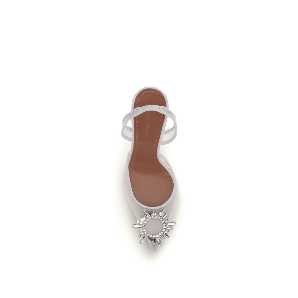 Amina Muaddi White Polyester High Heel Pumps Curated Luxury Accessories by Orvyn