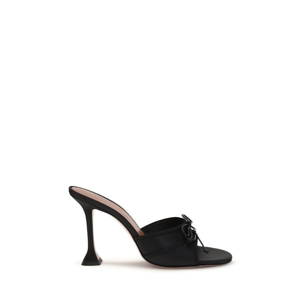 Amina Muaddi Black Silk Platform Sandals Curated Luxury Accessories by Orvyn