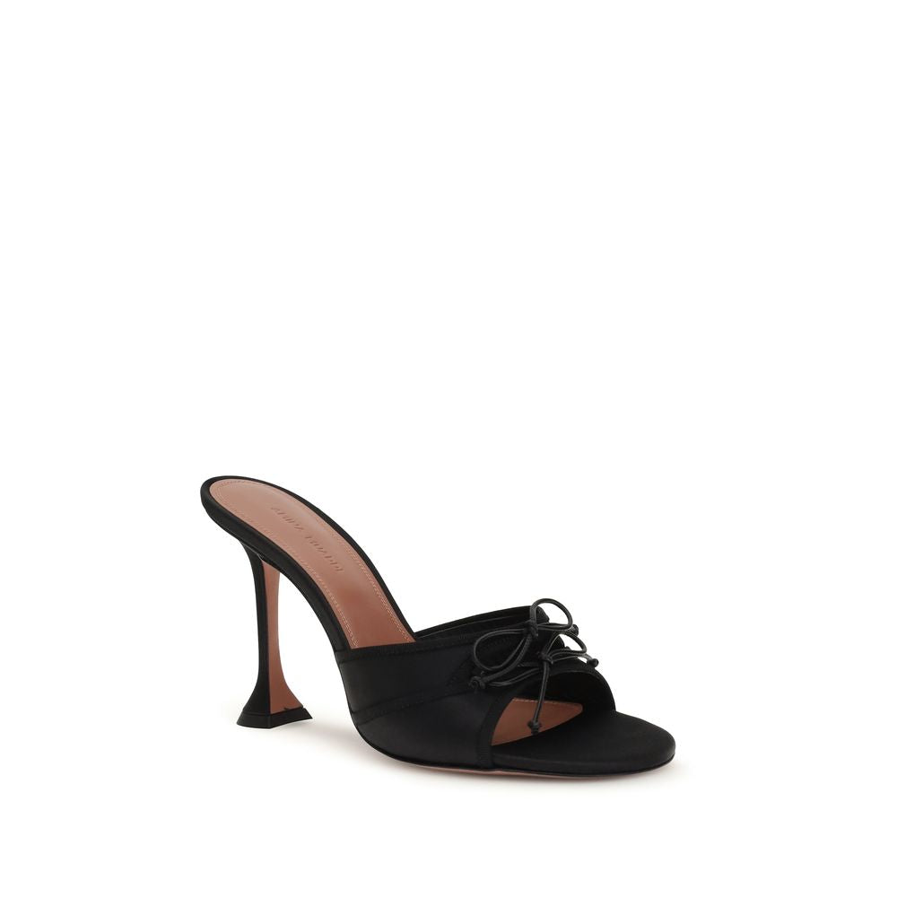 Amina Muaddi Black Silk Platform Sandals Curated Luxury Accessories by Orvyn