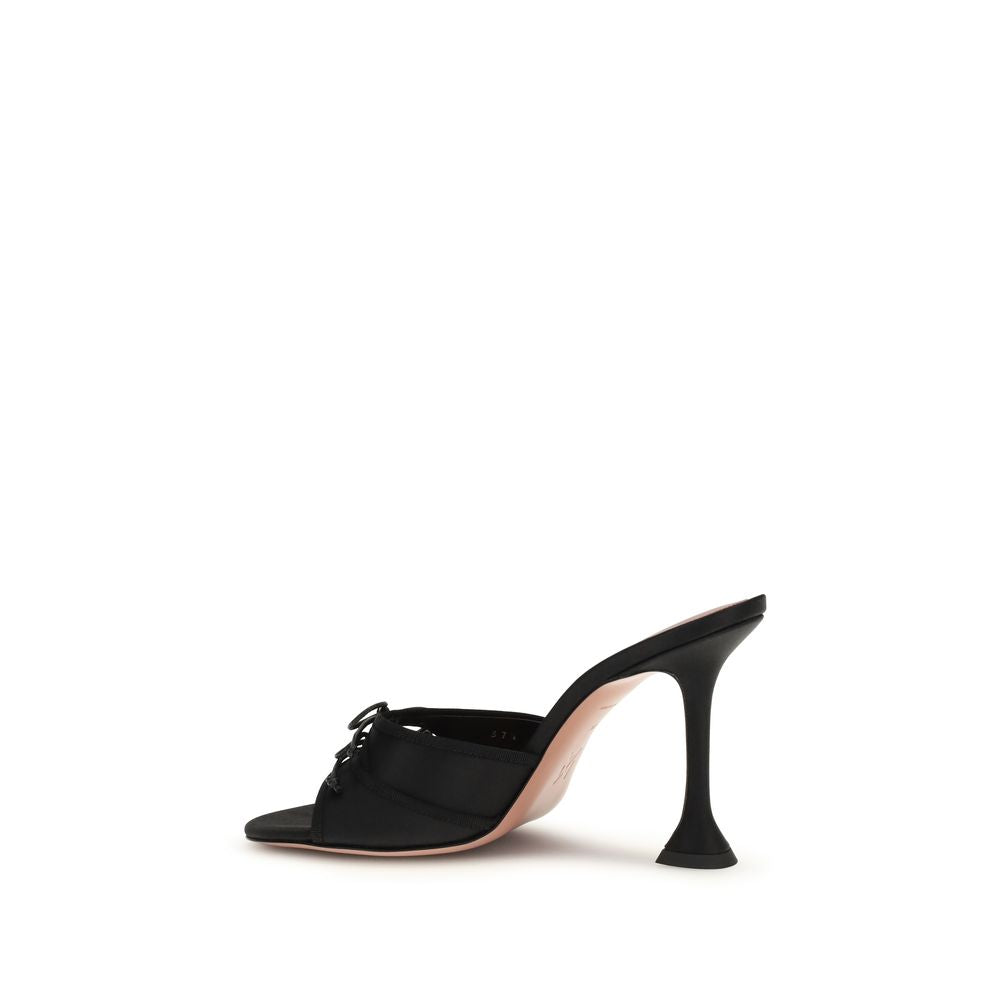 Amina Muaddi Black Silk Platform Sandals Curated Luxury Accessories by Orvyn