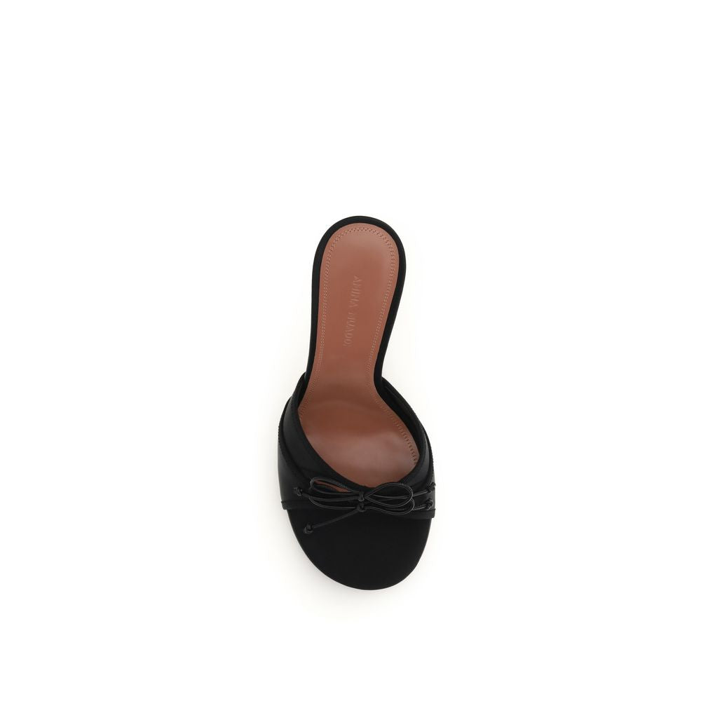Amina Muaddi Black Silk Platform Sandals Curated Luxury Accessories by Orvyn