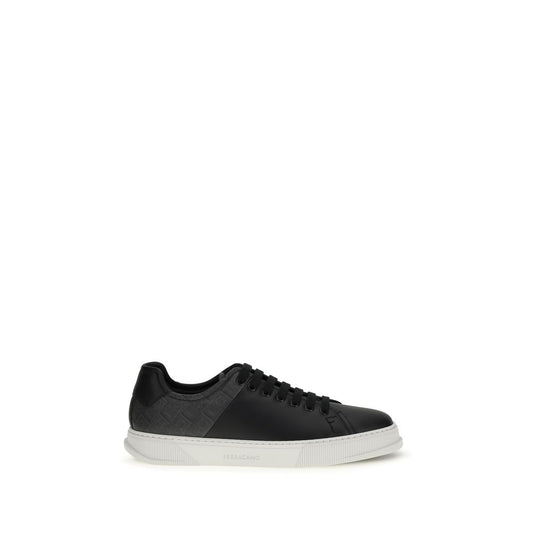 Ferragamo Black Calf Leather Bos Taurus Low Top Sneakers Curated Luxury Accessories by Orvyn
