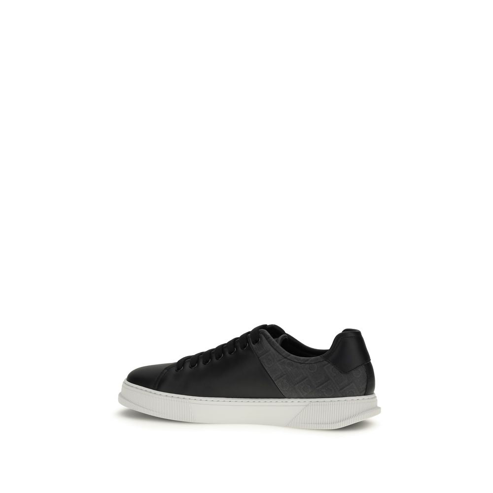 Ferragamo Black Calf Leather Bos Taurus Low Top Sneakers Curated Luxury Accessories by Orvyn