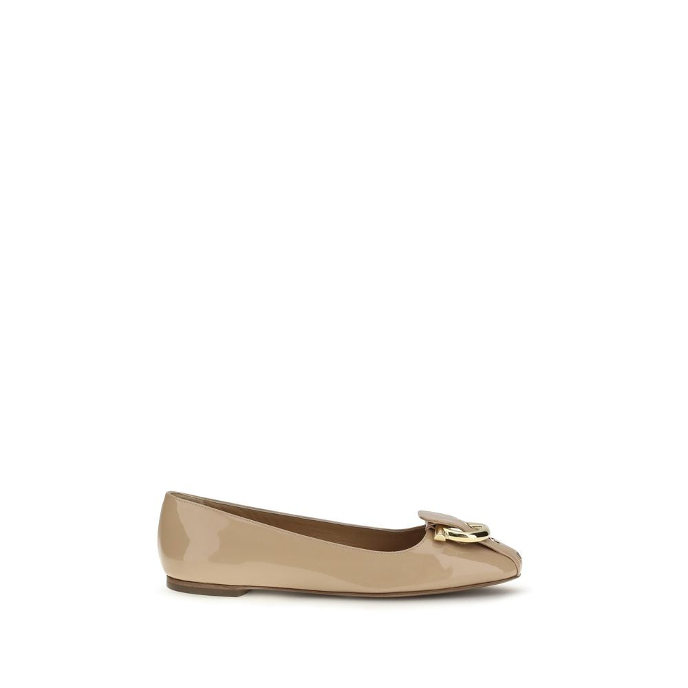 Ferragamo Beige Calf Leather Bos Taurus Ballet Flats Curated Luxury Accessories by Orvyn