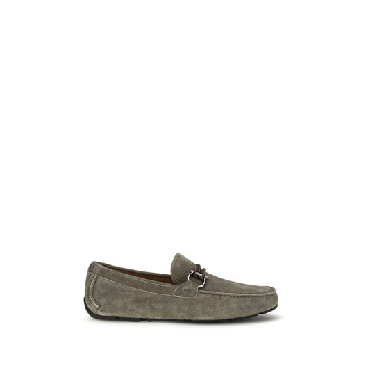 Ferragamo Gray Calf Leather Bos Taurus Slip-On Loafers Curated Luxury Accessories by Orvyn