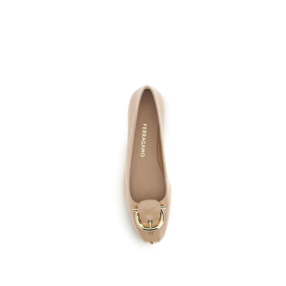 Ferragamo Beige Calf Leather Bos Taurus Ballet Flats Curated Luxury Accessories by Orvyn
