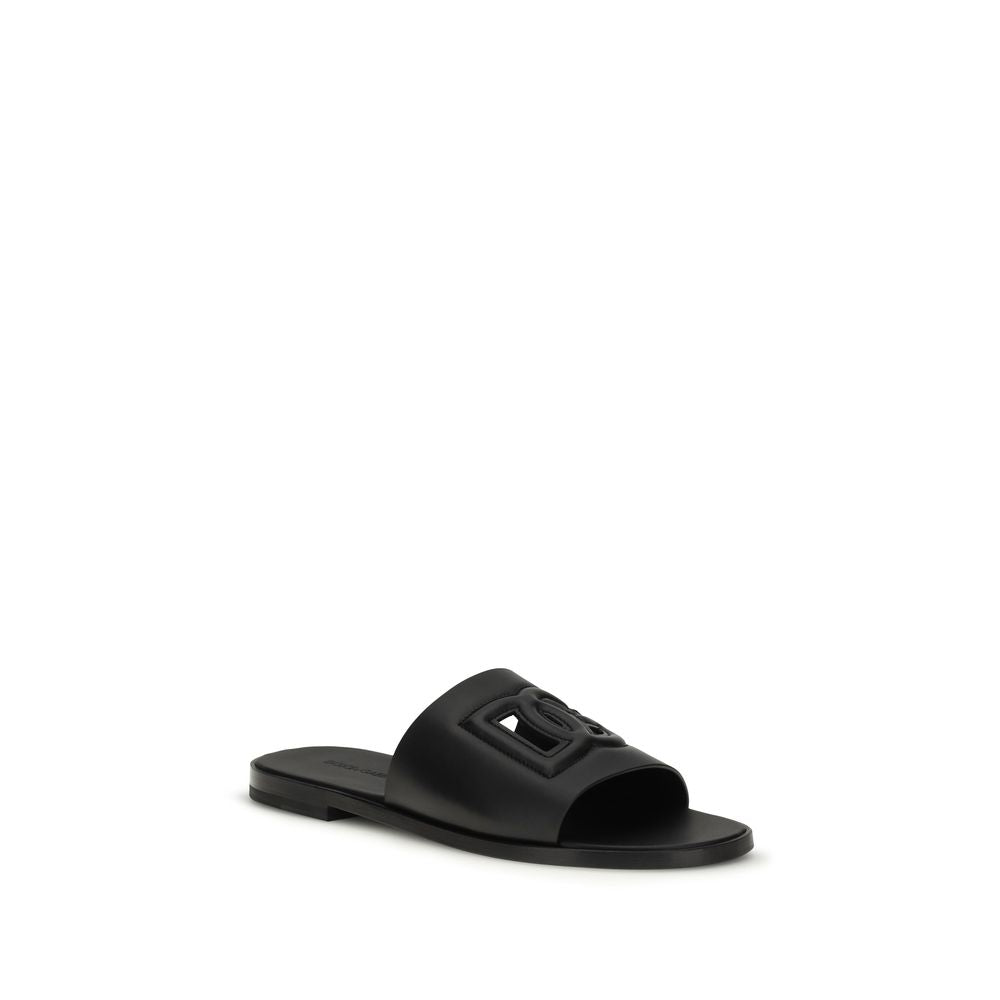 Dolce & Gabbana Black 'Slip-On' Mini Sandals schwarz