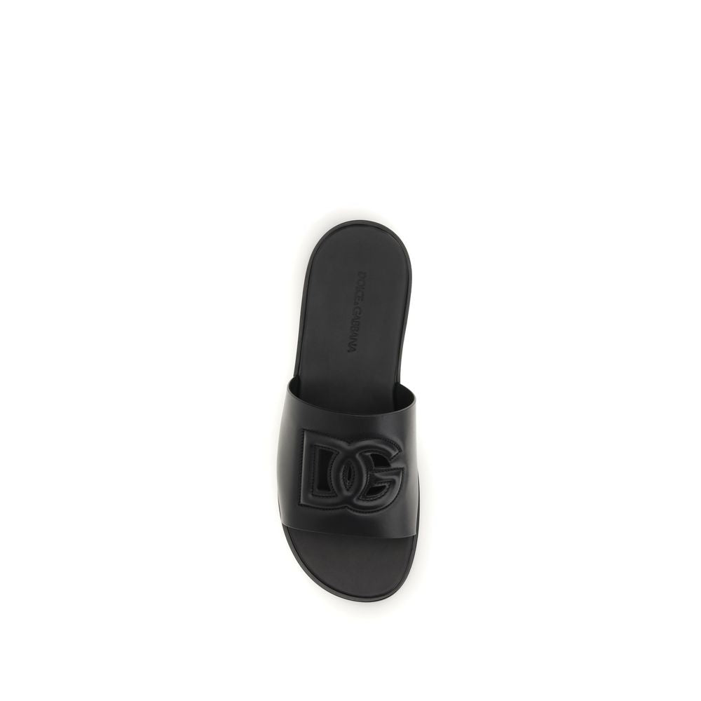Dolce & Gabbana Black 'Slip-On' Mini Sandals schwarz