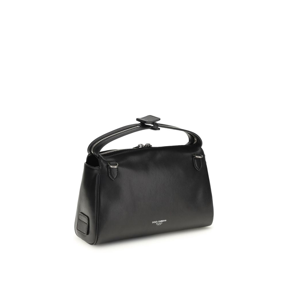 Dolce & Gabbana Black Calf Leather Bos Taurus Handbag Curated Luxury Accessories by Orvyn