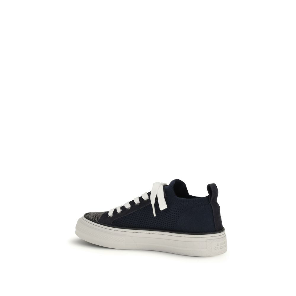 Brunello Cucinelli Blue Cotton Low Top Sneakers Curated Luxury Accessories by Orvyn